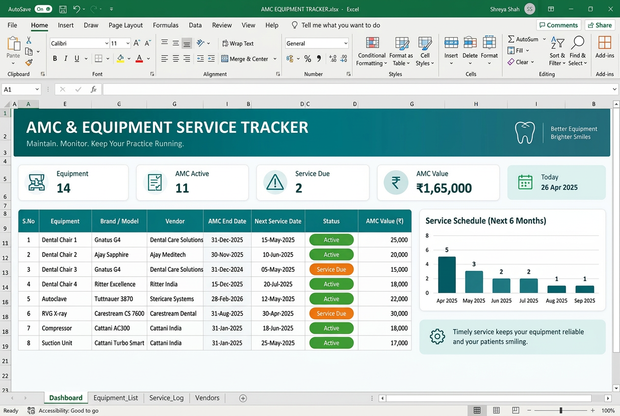 AMC & Equipment Service Tracker preview