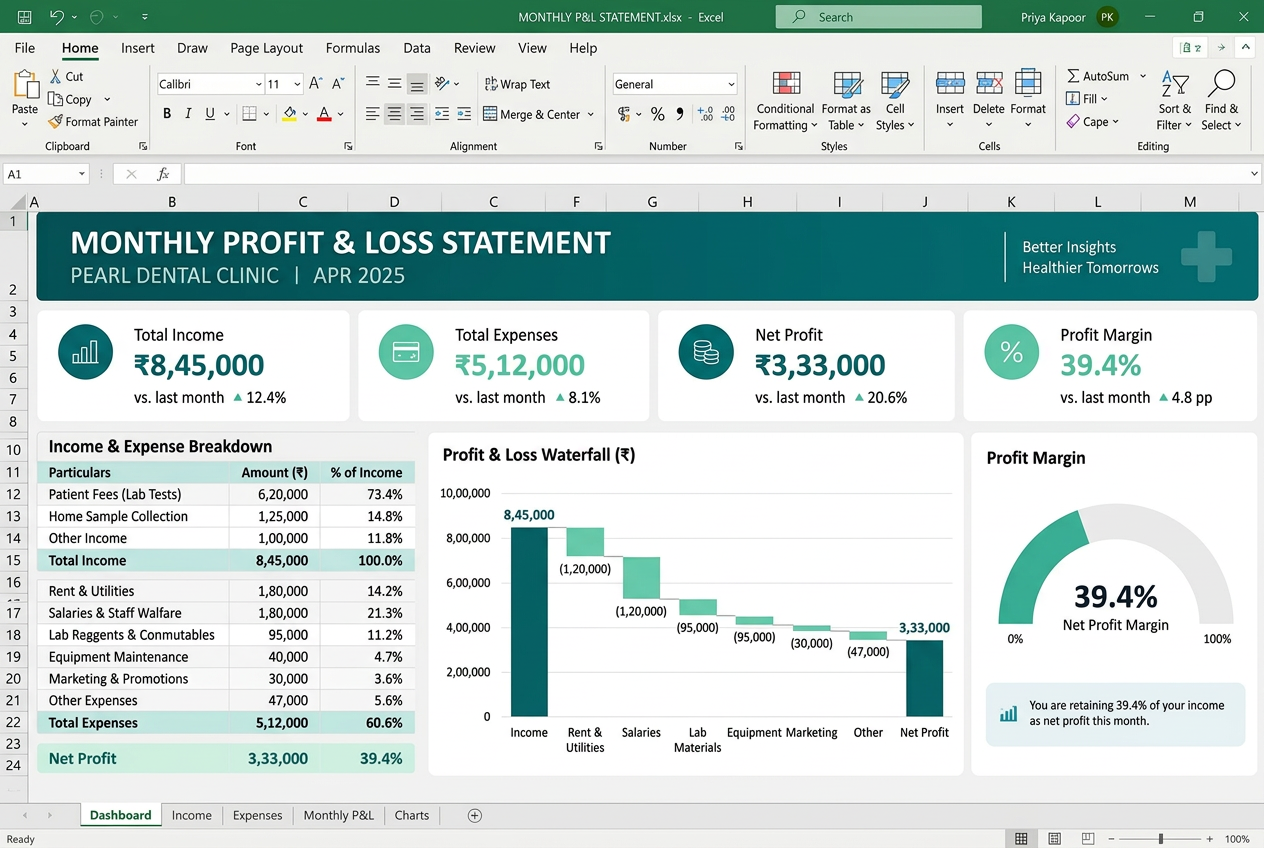 Monthly P&L Statement preview